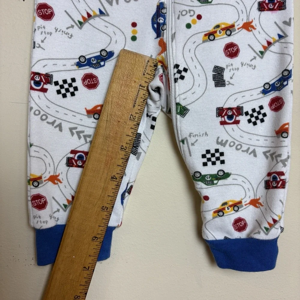 Vintage 2007 Gymboree Jumpsuit One-piece Pajamas Zipper Race Cars Sleeper